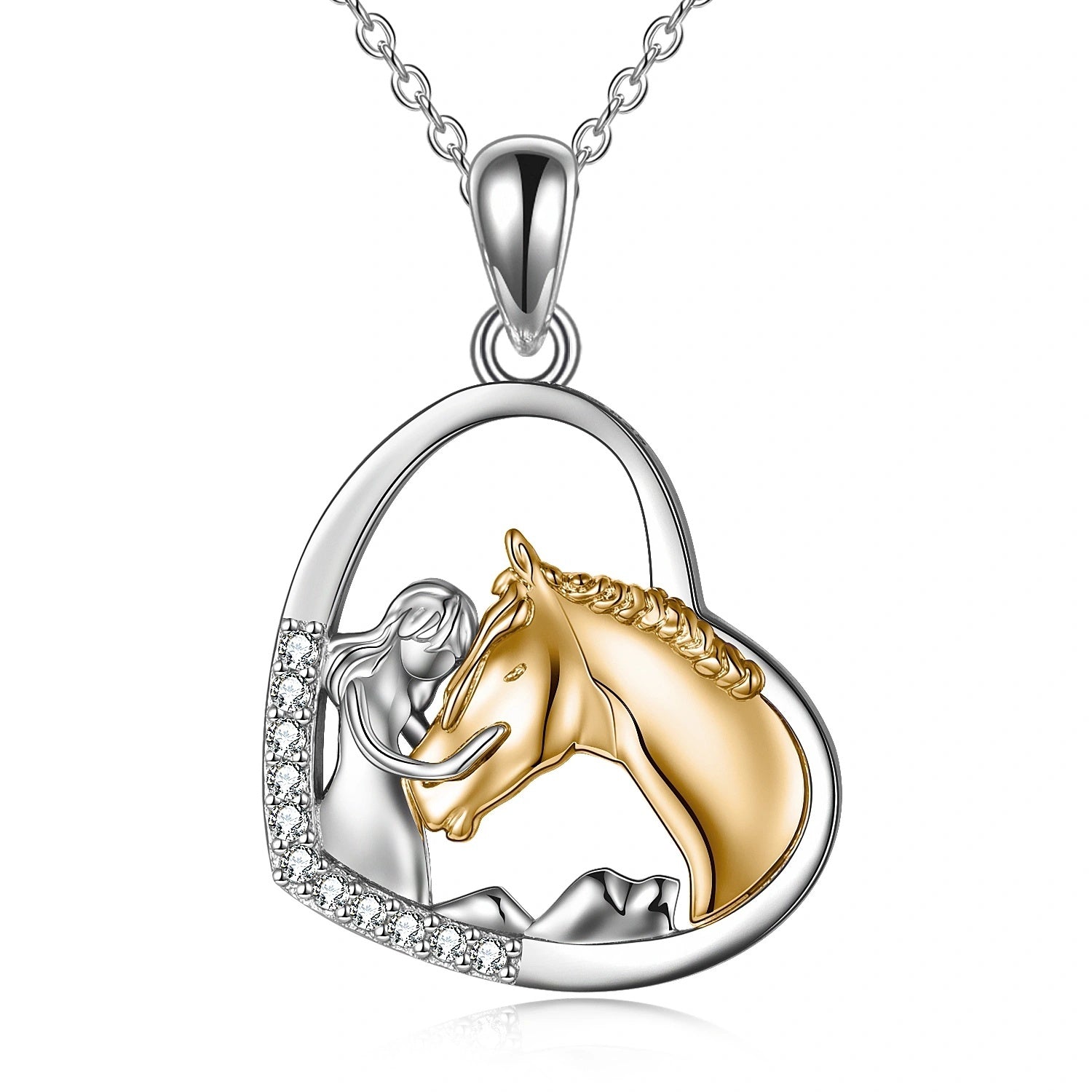 Sterling Silver Embrace Horse Heart Pendant