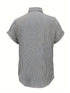 Vertical Striped Button Front, Stylish Short Sleeve Shirt For Spring & Summer, Women's Clothing