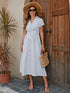 Women's Cotton Shirt Dress - Breathable X-Line Midi Dress With Knotted Waist Detail For A Flattering Fit