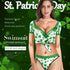 St. Patrick's Day Green 3D Digital Printed Women's Long Sleeve Conservative Swimwear