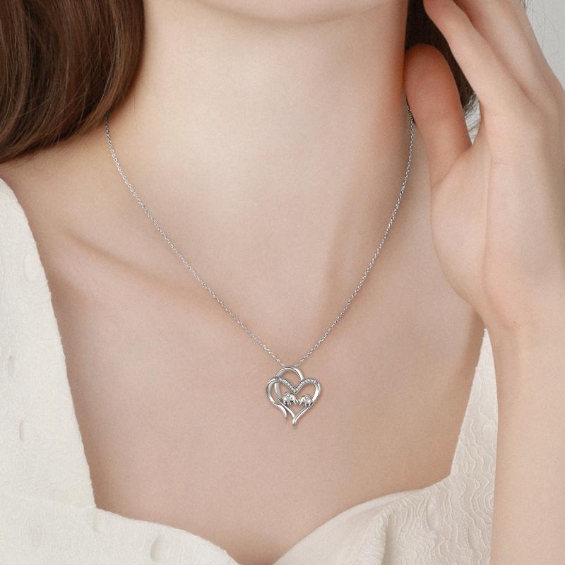 Sterling Silver Elephant Heart-shaped Pendant