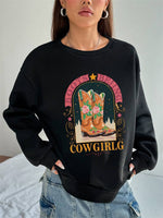 Fun Women's Hoodless Sweatshirt- Cowgirl Print
