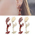 2 Pairs Alloy Earrings Fashionable Beautiful Crystal Lobster Shape Decor Women Gift