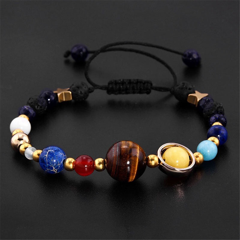 -Eight Planets Alloy Bracelet, Natural Stone Bead Bracelet Women Solar System Bracelet Universe Galaxy The Eight Planets Guardian Star Natural Stone Beads Bracelet Bangle Gifts For Girls