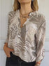 Loose Casual Long Sleeves Printed Sequined Pocket Shirt