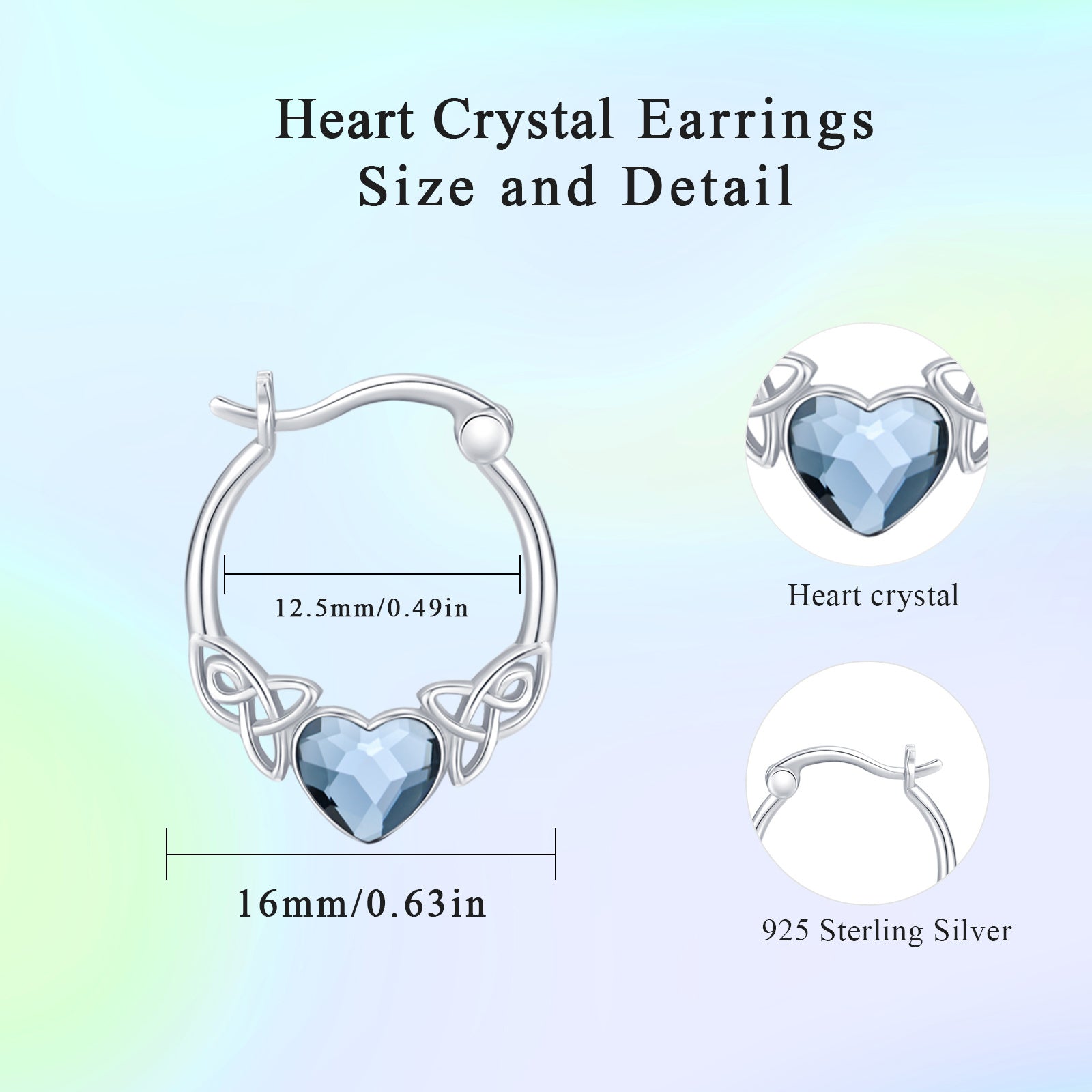 925 Sterling Silver Love Heart Hoop Earrings