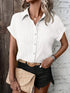 Chic Batwing Blouse Versatile V-Neck Blouse - Batwing Sleeves Easy-Care Top For Spring Summer Fall