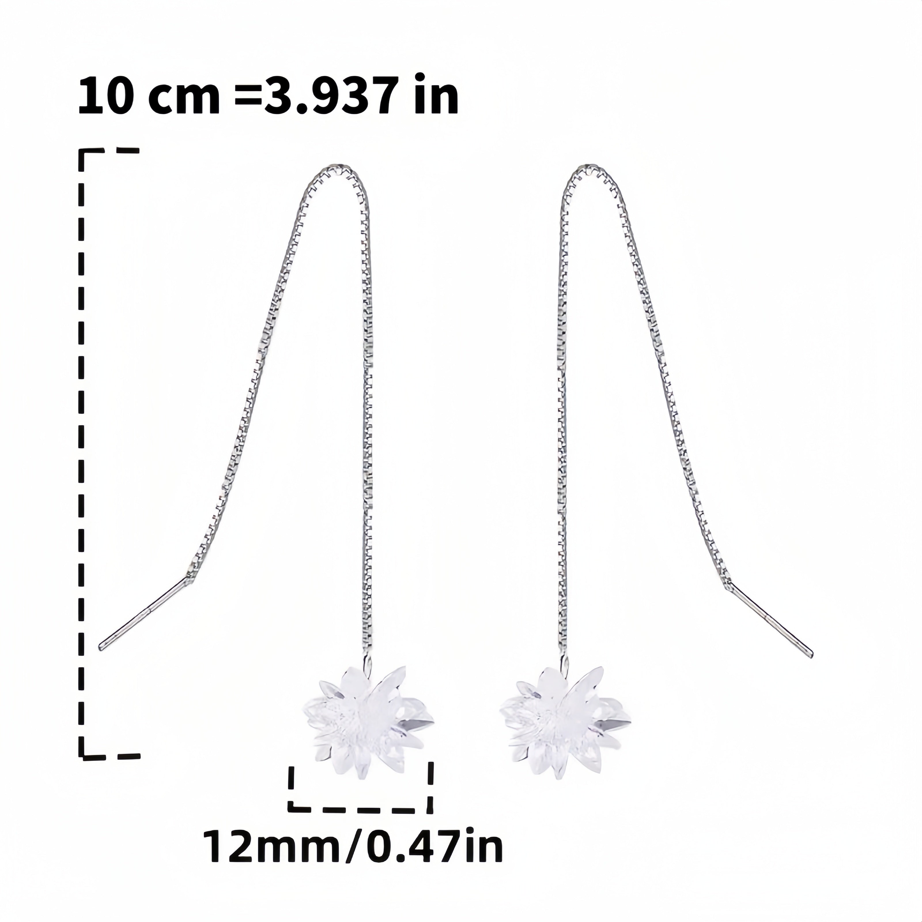 925 Sterling Silver Earrings, Sparkling Flowers  Shiny Zirconia