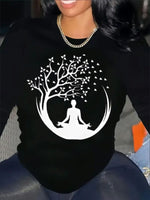 Relaxing Women's Print Long Sleeved- Meditation Print, Black