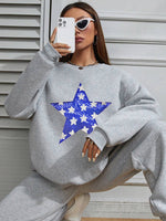 Women's Hoodless Sweatshirt- USA Star Print