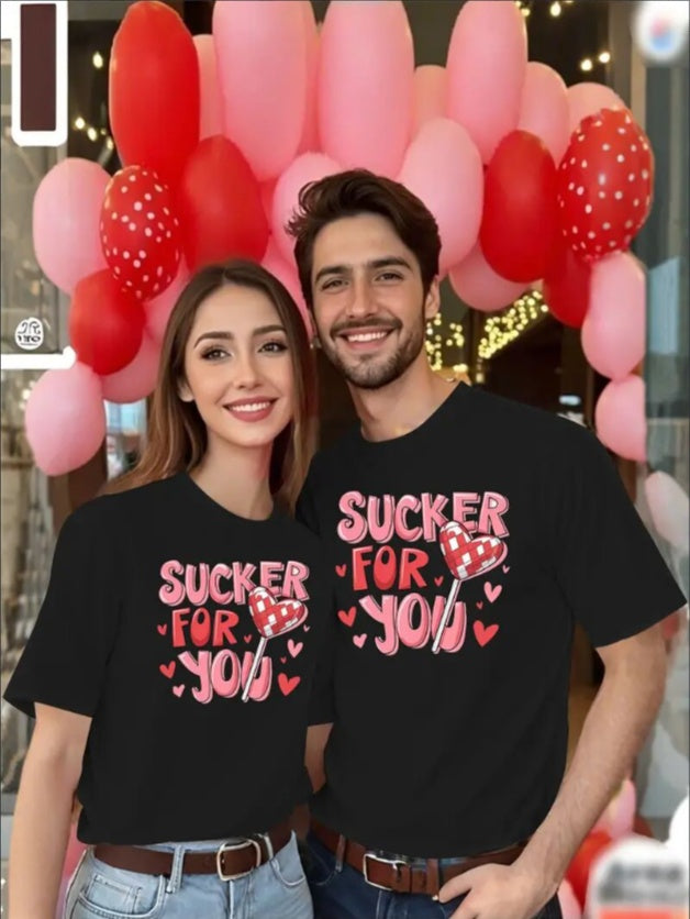 Love Valentine'S Day T-Shirt,   Couple T-Shirt, Couple Christmas, Fashion Casual T-Shirt, Short-Sleeved T-Shirt