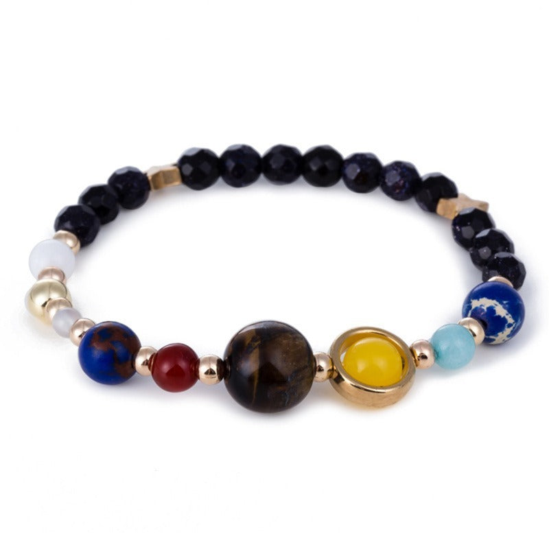 -Eight Planets Alloy Bracelet, Natural Stone Bead Bracelet Women Solar System Bracelet Universe Galaxy The Eight Planets Guardian Star Natural Stone Beads Bracelet Bangle Gifts For Girls