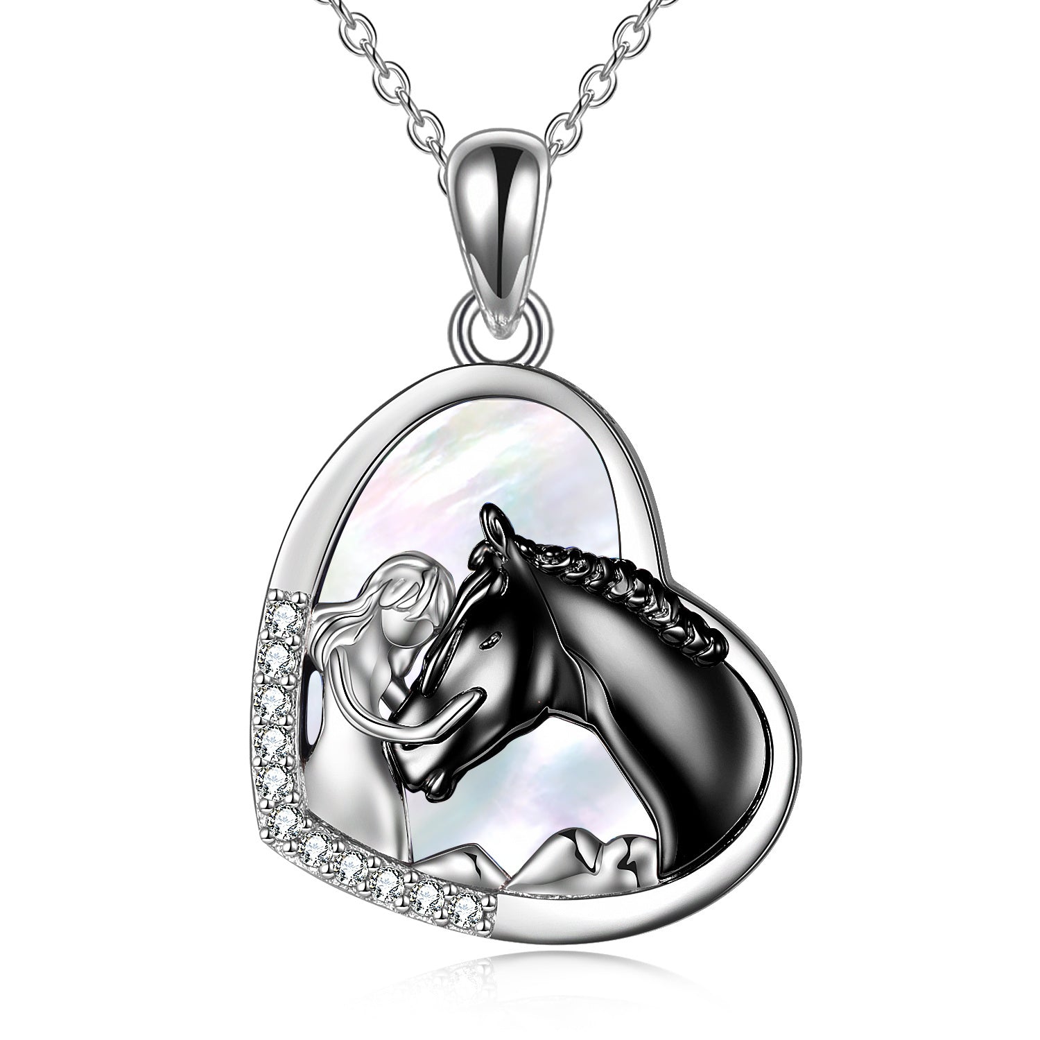 Sterling Silver Embrace Horse Heart Pendant