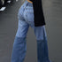 Women's Patchwork Color Fashionable Temperament Bell-bottom Pants Jeans