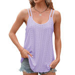 New Solid Color Jacquard Round Neck Women's Bottom And Inner Shoulder Strap Tank Top
