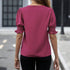 Ladies' Casual Style Lantern Sleeves V-neck Elegant And Fashionable Short Sleeved Shirt