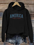 American Print Long Sleeve Hoodie | Casual Hoodie for Women | Bili Now