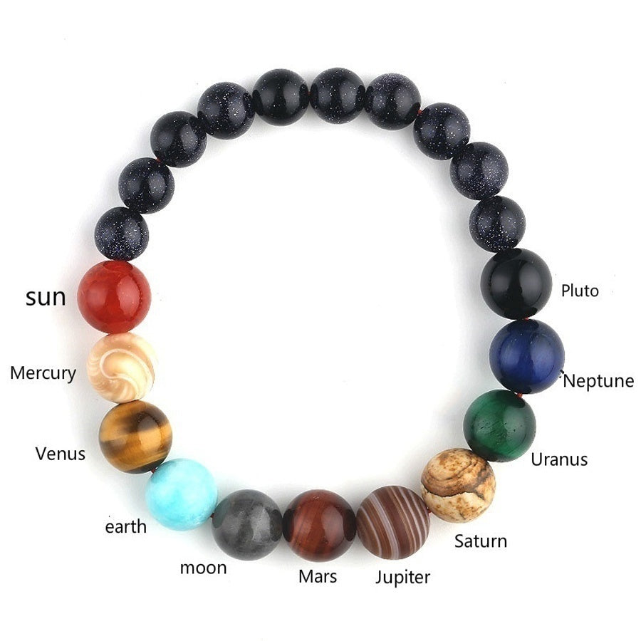 -New Fashion Eight Planets Beaded Bracelet Men's Natural Stone Cosmic Yoga Chakra Solar Bracelet, Jewelry Handmade Bohemian Natural Stones Bracelet