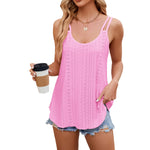 New Solid Color Jacquard Round Neck Women's Bottom And Inner Shoulder Strap Tank Top