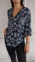 Loose Casual Long Sleeves Printed Sequined Pocket Shirt