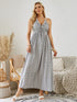 Bohemian Halter Maxi Dress - Women's Summer Striped Sleeveless Flowy Beach Dress