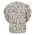 Ladies' Flower Print Asymmetrical Collar Casual Style Short Sleeved Shirt Top