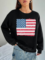 Patriotic Women's Hoodless Sweatshirt- American Flag Print