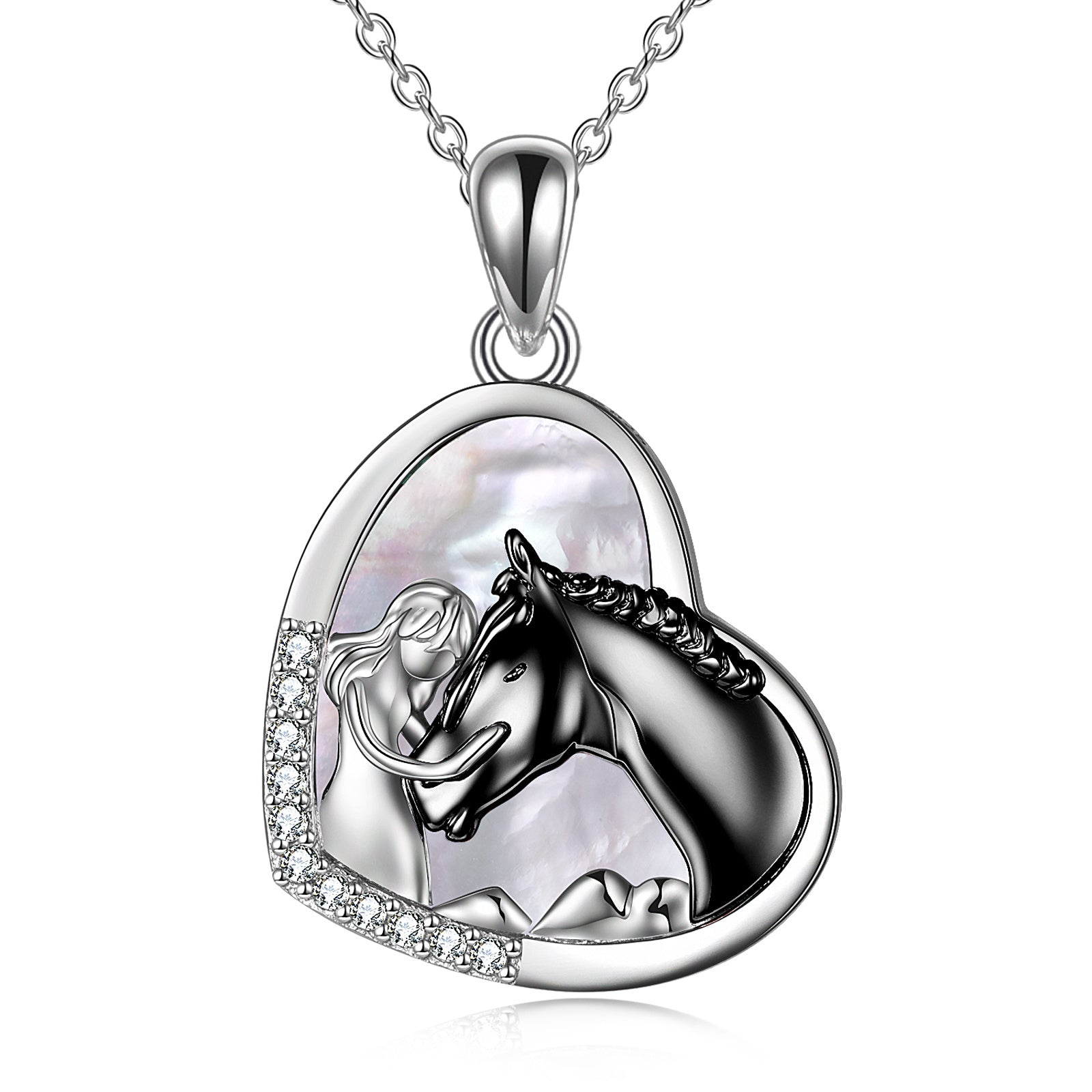 Sterling Silver Embrace Horse Heart Pendant