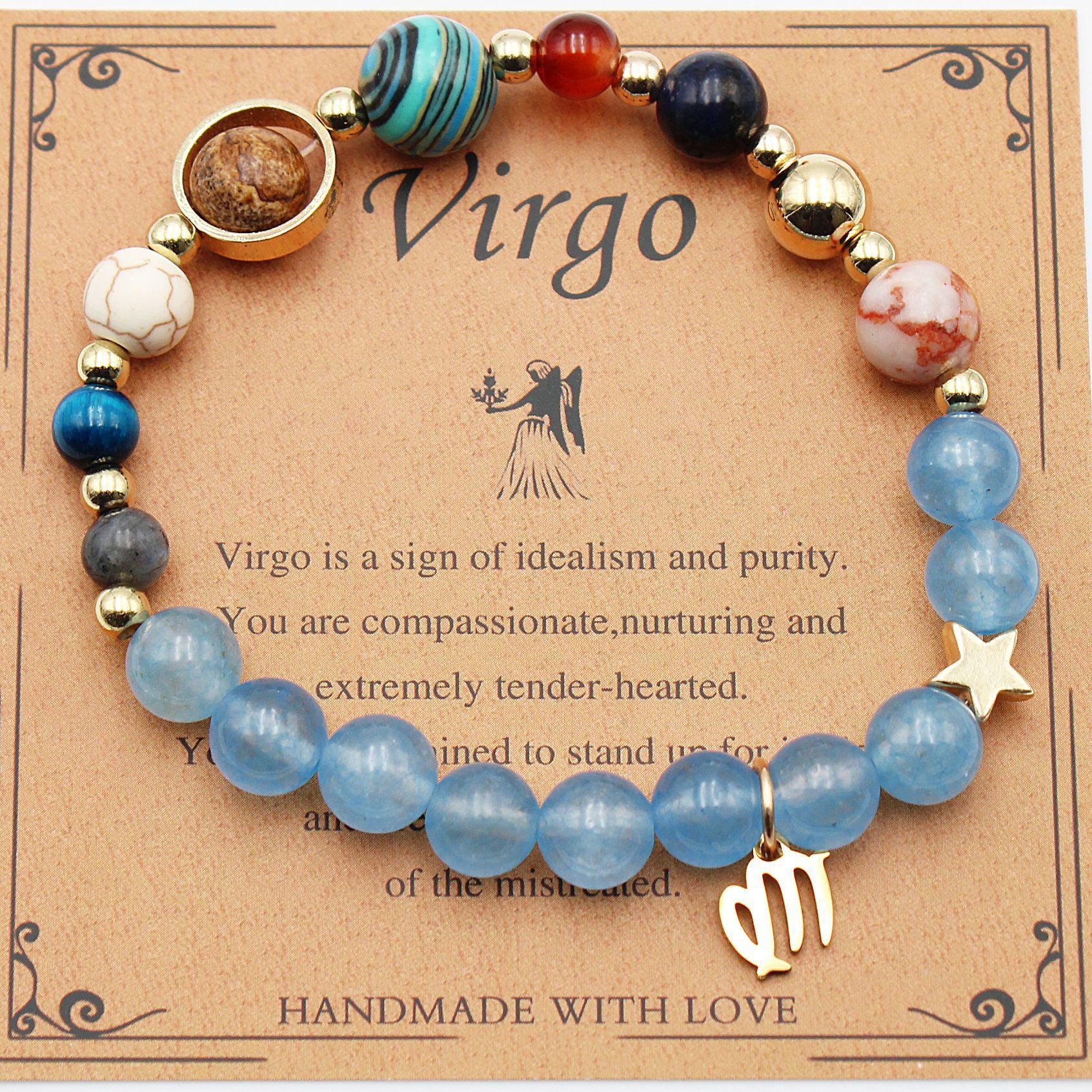 Twelve Constellations Bracelets Natural Stone Beaded Eight Planets