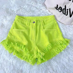 Mid-waist Korean Style Casual Hong Kong Style Burrs Tassels Hot Girl D