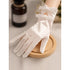 White Satin Short Gloves Lace Pearl Accessories