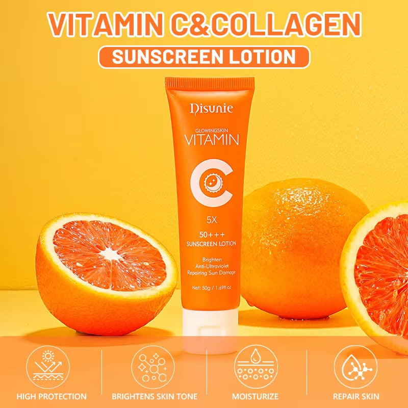 Sunscreen Cream Spf 50 Vitamin C Collagen Moisturizer Brightening Lotion Korean Skin Care Sun Block Sunscreen For The Black Skin