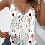 Ladies' Fashion Flower Printed Casual Strap Loop Adjustable Off Shoulder Vacation Style Tank Top