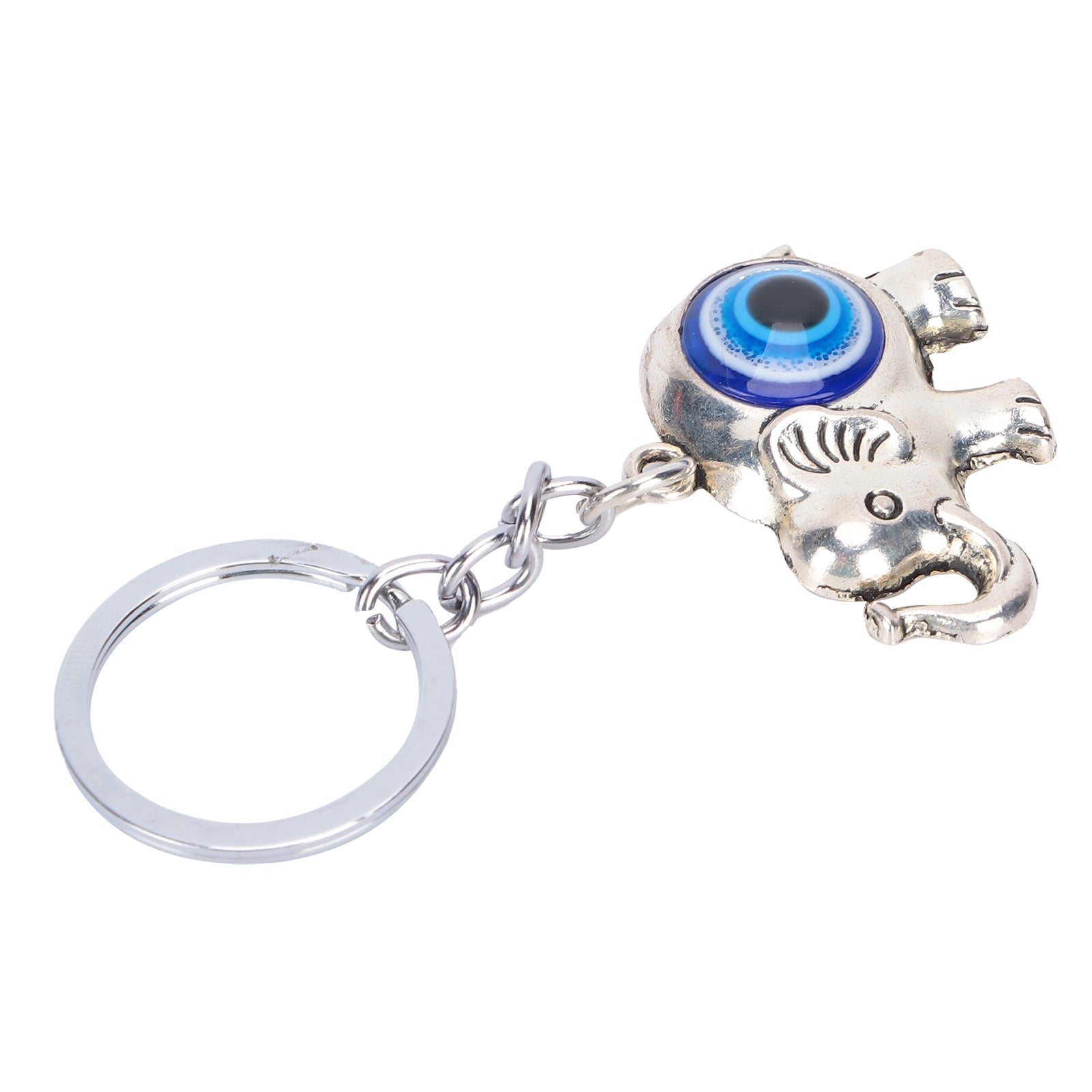 Blue Eyes Keychain Elephant Turkish Style Alloy Colored Glaze Pendant for Ladies Bag Car Interior