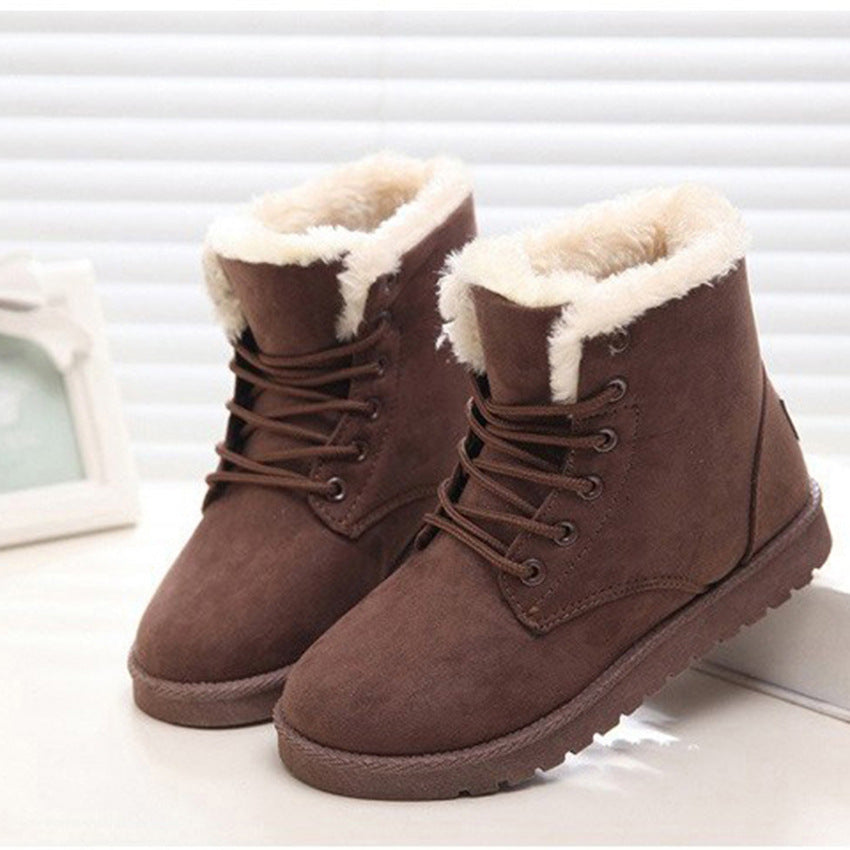 Women's Snow Boots Short Warm Flat Heel Shoes