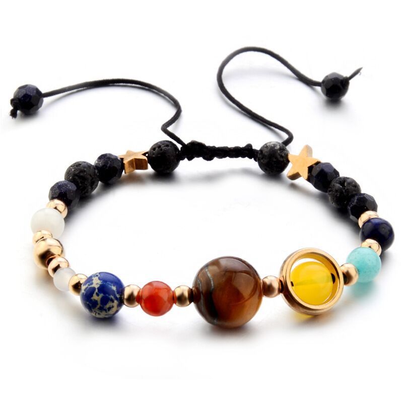 -Eight Planets Alloy Bracelet, Natural Stone Bead Bracelet Women Solar System Bracelet Universe Galaxy The Eight Planets Guardian Star Natural Stone Beads Bracelet Bangle Gifts For Girls