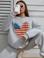 Cute Women's Hoodless Sweatshirt- American Love Print