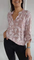 Loose Casual Long Sleeves Printed Sequined Pocket Shirt