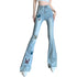 Printed Butterfly Slightly Flared Jeans Female