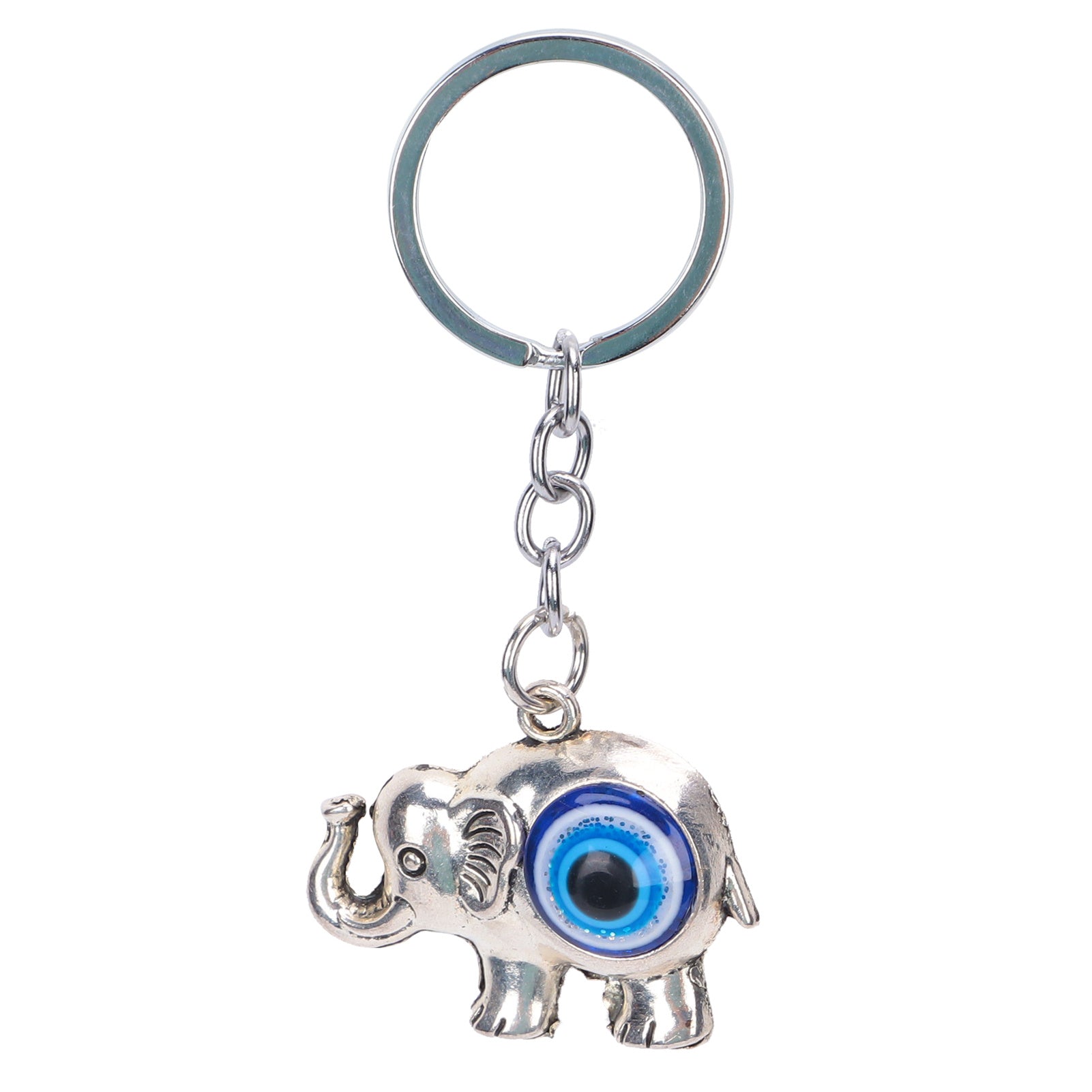 Blue Eyes Keychain Elephant Turkish Style Alloy Colored Glaze Pendant for Ladies Bag Car Interior