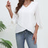 Women's Solid Color V-neck Ruffled Irregular Flared Sleeve Blouse Top