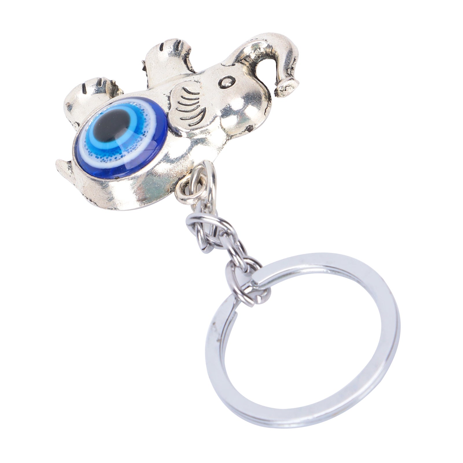 Blue Eyes Keychain Elephant Turkish Style Alloy Colored Glaze Pendant for Ladies Bag Car Interior