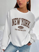 Stylish Women's Hoodless Sweatshirt- New York Print