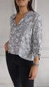 Loose Casual Long Sleeves Printed Sequined Pocket Shirt