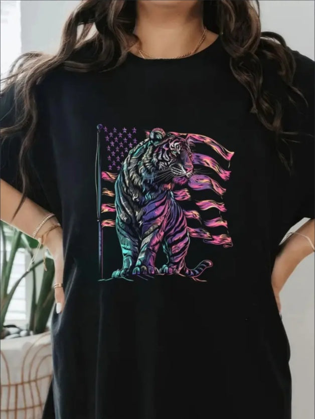 Women's Animal Print T-shirt | Women Black T-shirt | Bili Now