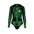 St. Patrick's Day Green 3D Digital Printed Women's Long Sleeve Conservative Swimwear