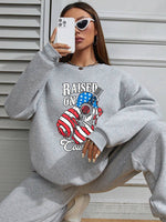 Cute Women's Hoodless Sweatshirt- Raised on Country Music Print