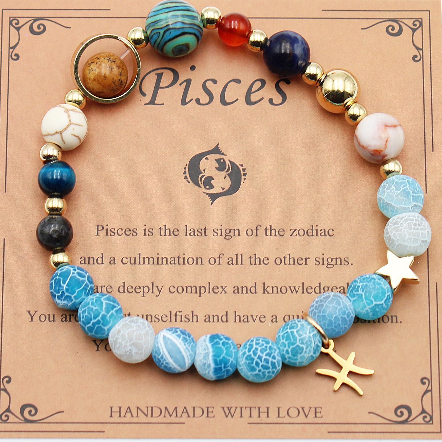 Twelve Constellations Bracelets Natural Stone Beaded Eight Planets