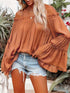 Women's Elegant Solid Color Off Shoulder Flared Sleeve Shirt for Vacation and Casual Wear