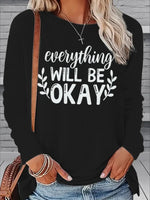 Hopeful Women's Print Long Sleeved- Everything's Okay Print, Black